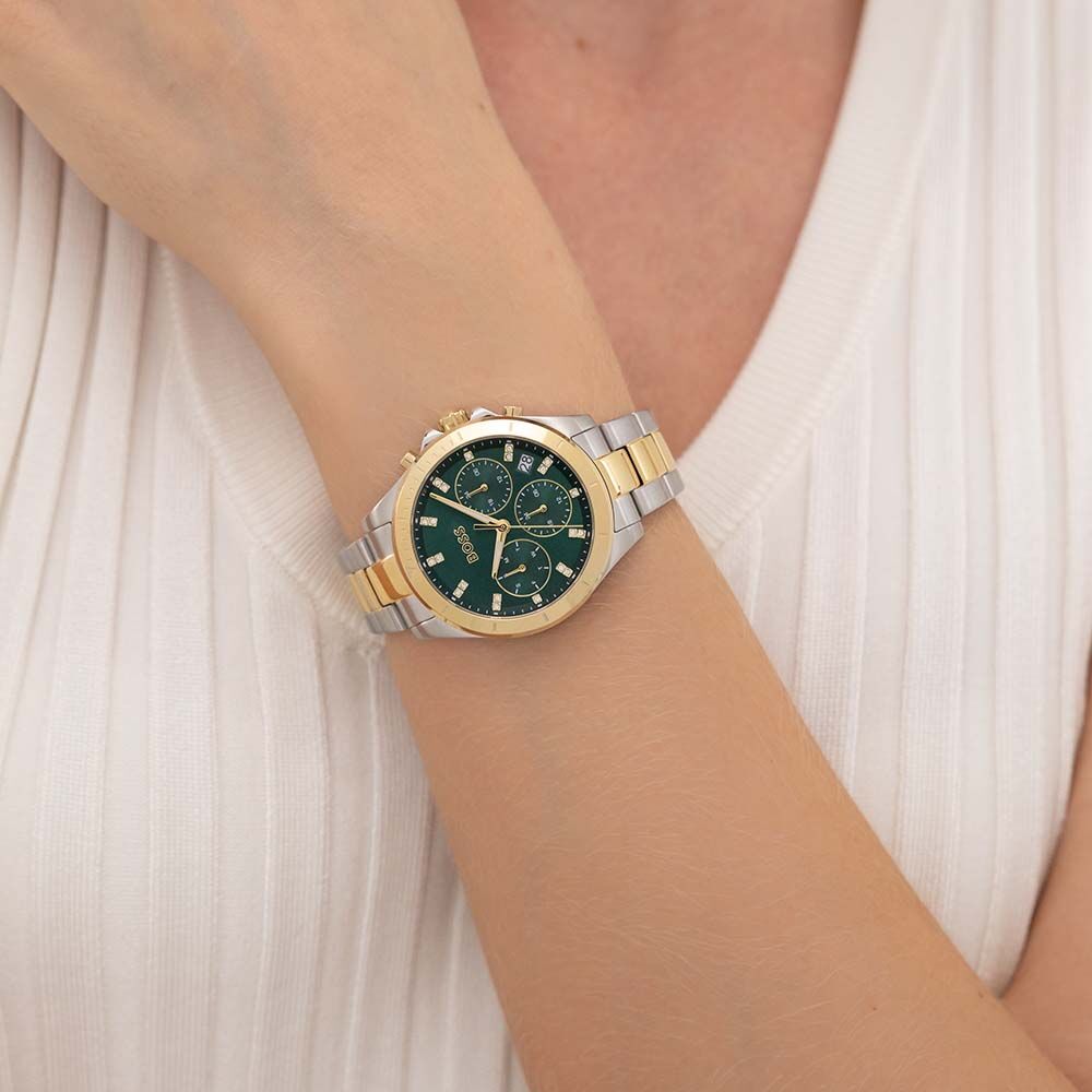 ALLEY SPORT LUX Green Dial With Two Tone Bracelet Ladies Watch