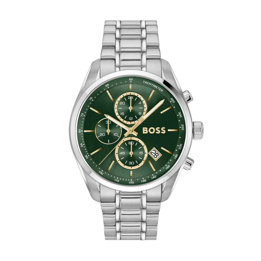 Grand Prix Chronograph Green Dial With Stainless Steel Bracelet Mens Watch