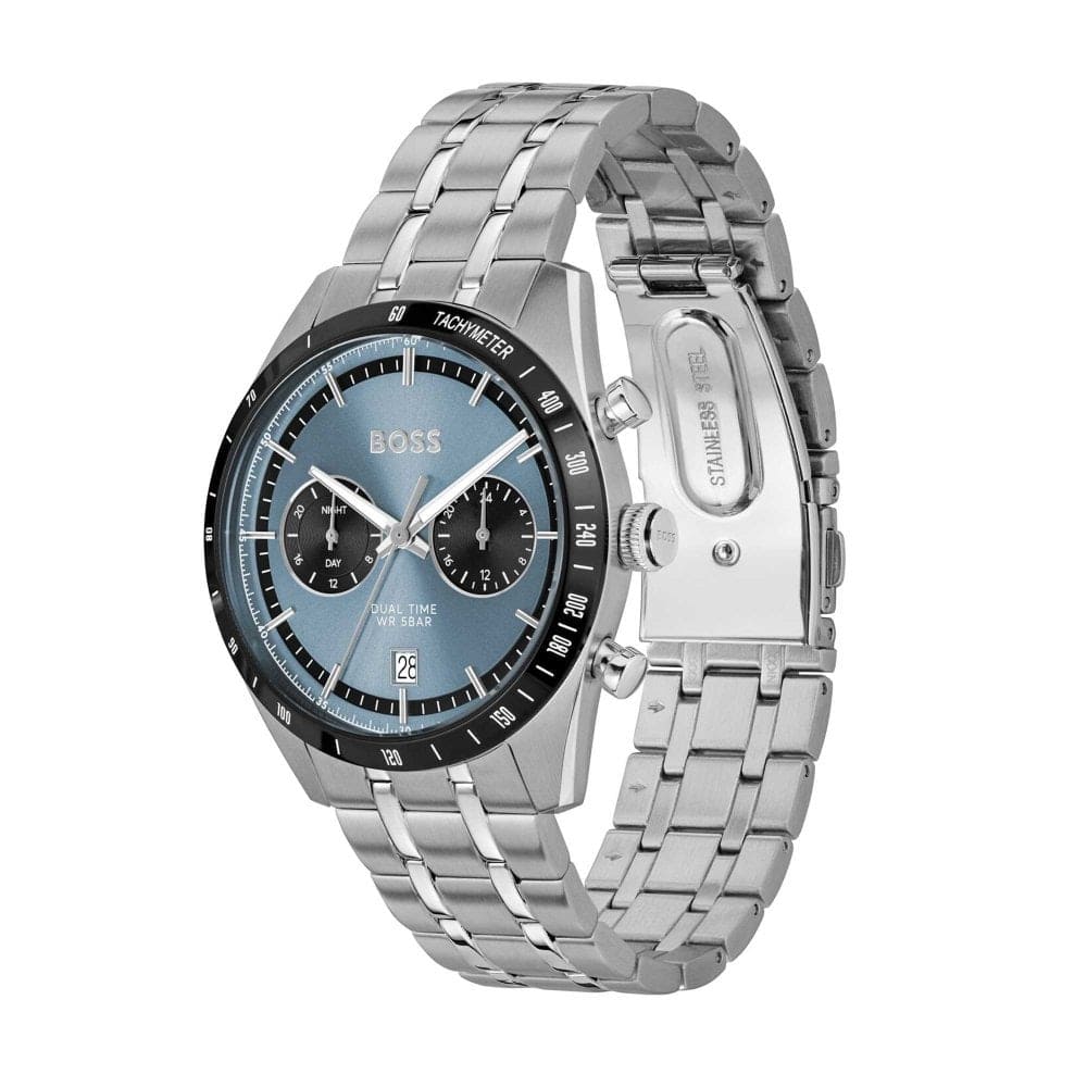 TOURMASTER Dual-Time Blue Dial With Stainless Steel Bracelet Mens Watch