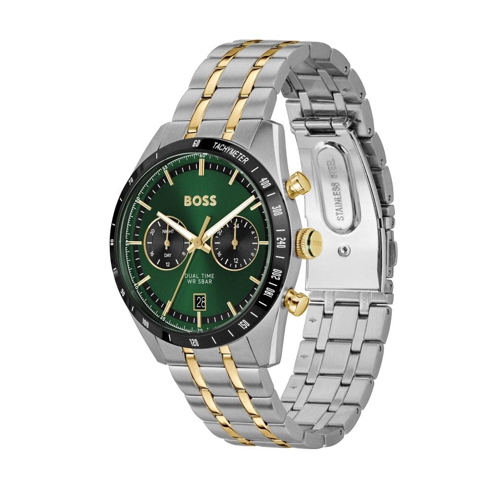 TOURMASTER Dual-Time Green Dial With Two Tone Bracelet Mens Watch