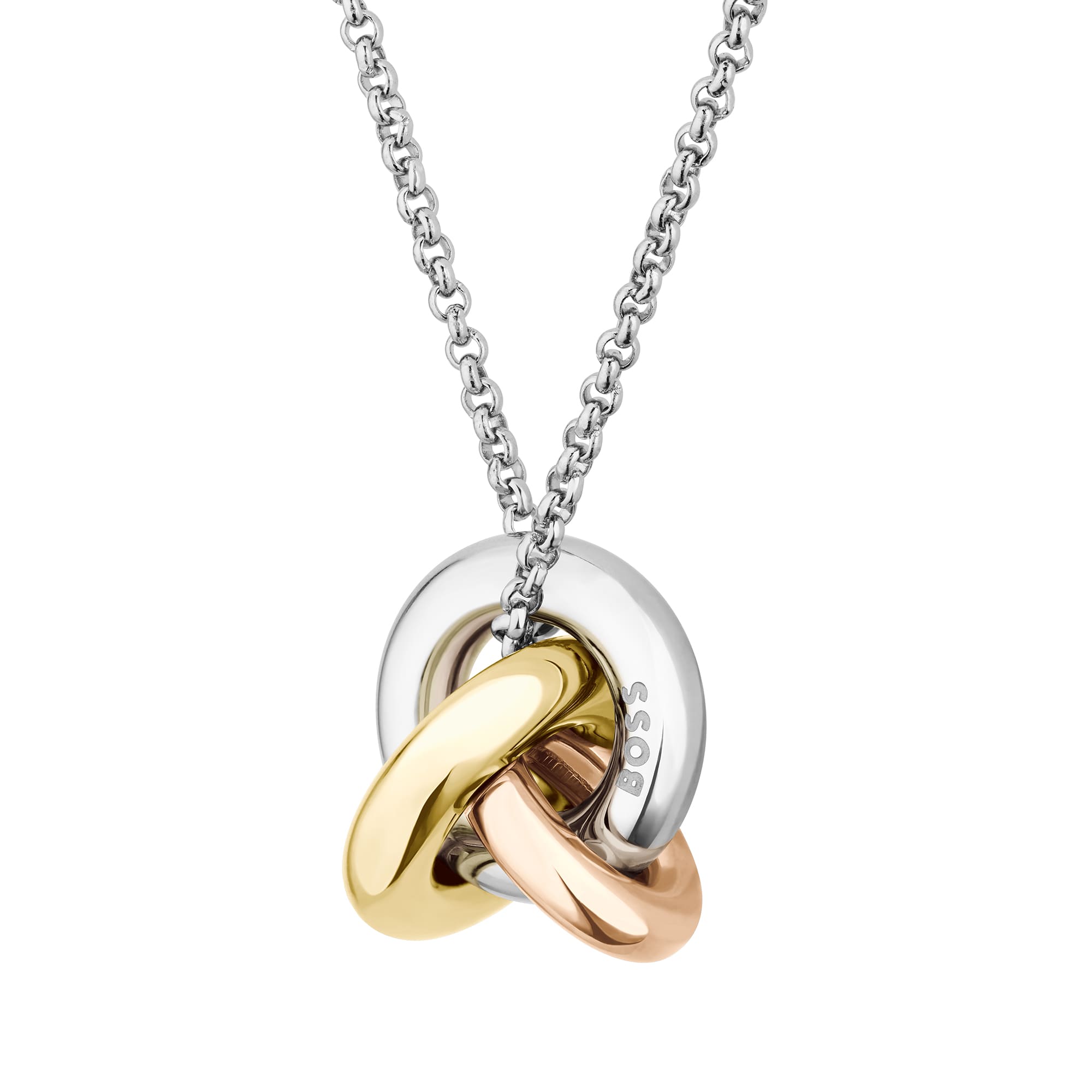 Harmonie Tri-Tone Love Knot Pendant Necklace