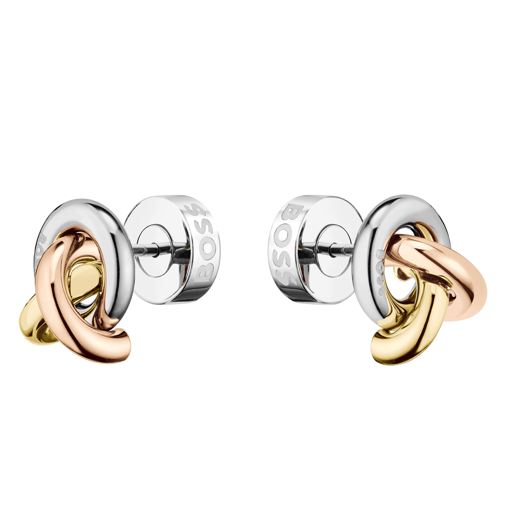 Harmonie Tri-Tone Love Knot Stud Earrings