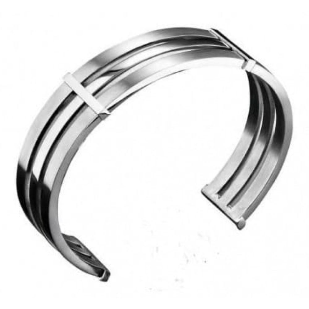 Gents Stainless Steel Plain Ridged Bracelet