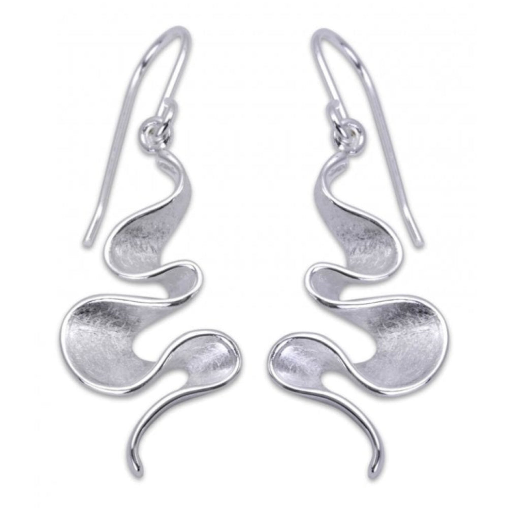 Sterling Silver 925 Wave Drop Earrings