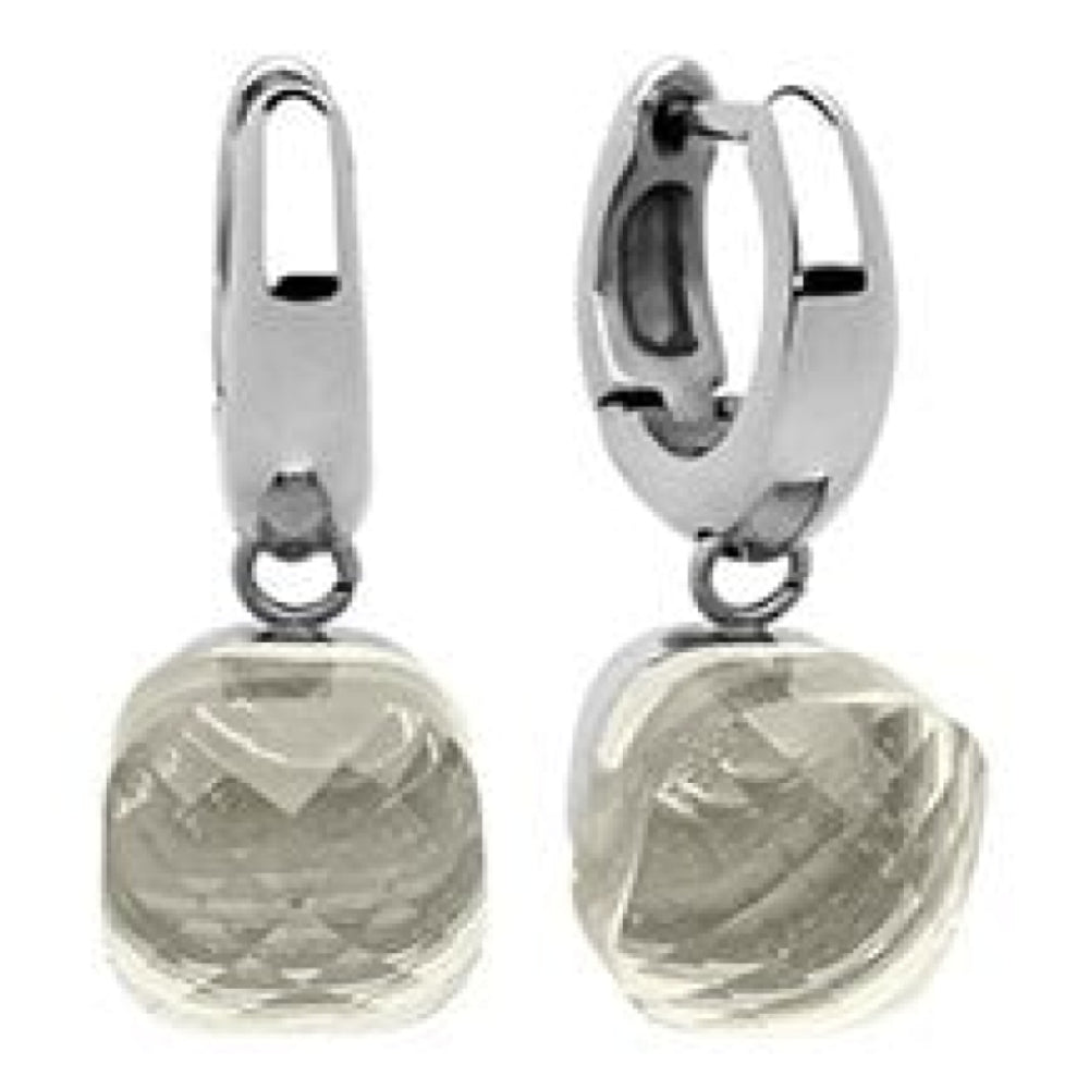 Creole "Firenze" Big (S/P) White Topaz Earrings