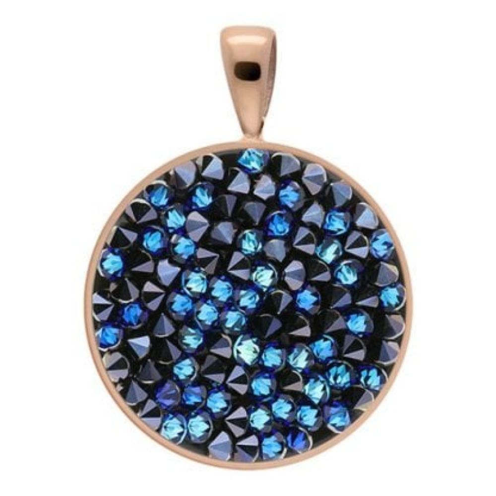 Pendant Tirano Small 20mm Bermuda Blue Crystals In RG