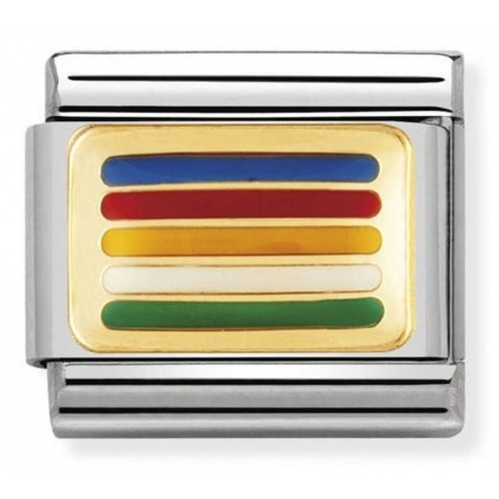 Classic Peace Flag In Stainless Steel With Enamel & 18k Gold Charm