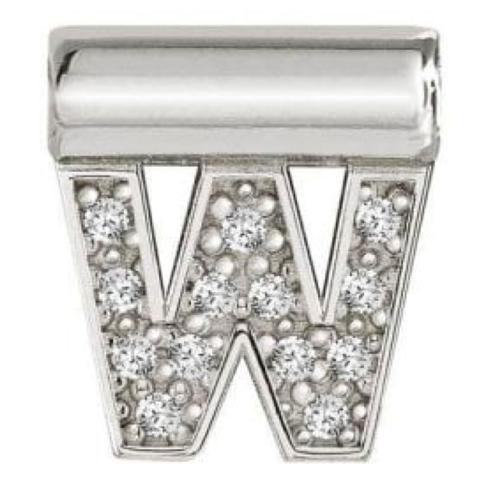 Seimia Silver Cubic Zirconia Letter W Charm