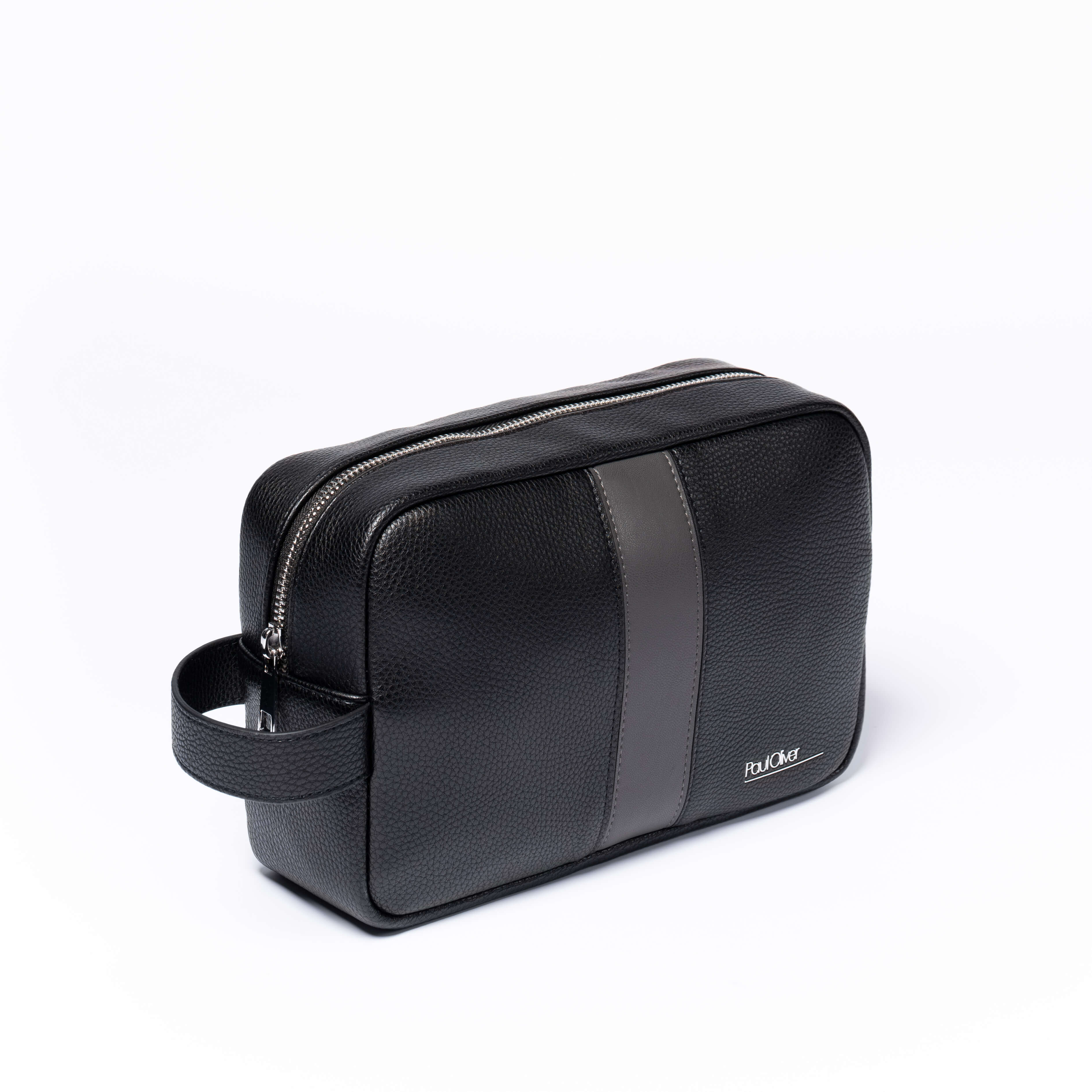 Black Wash Bag With Graphite Stripe