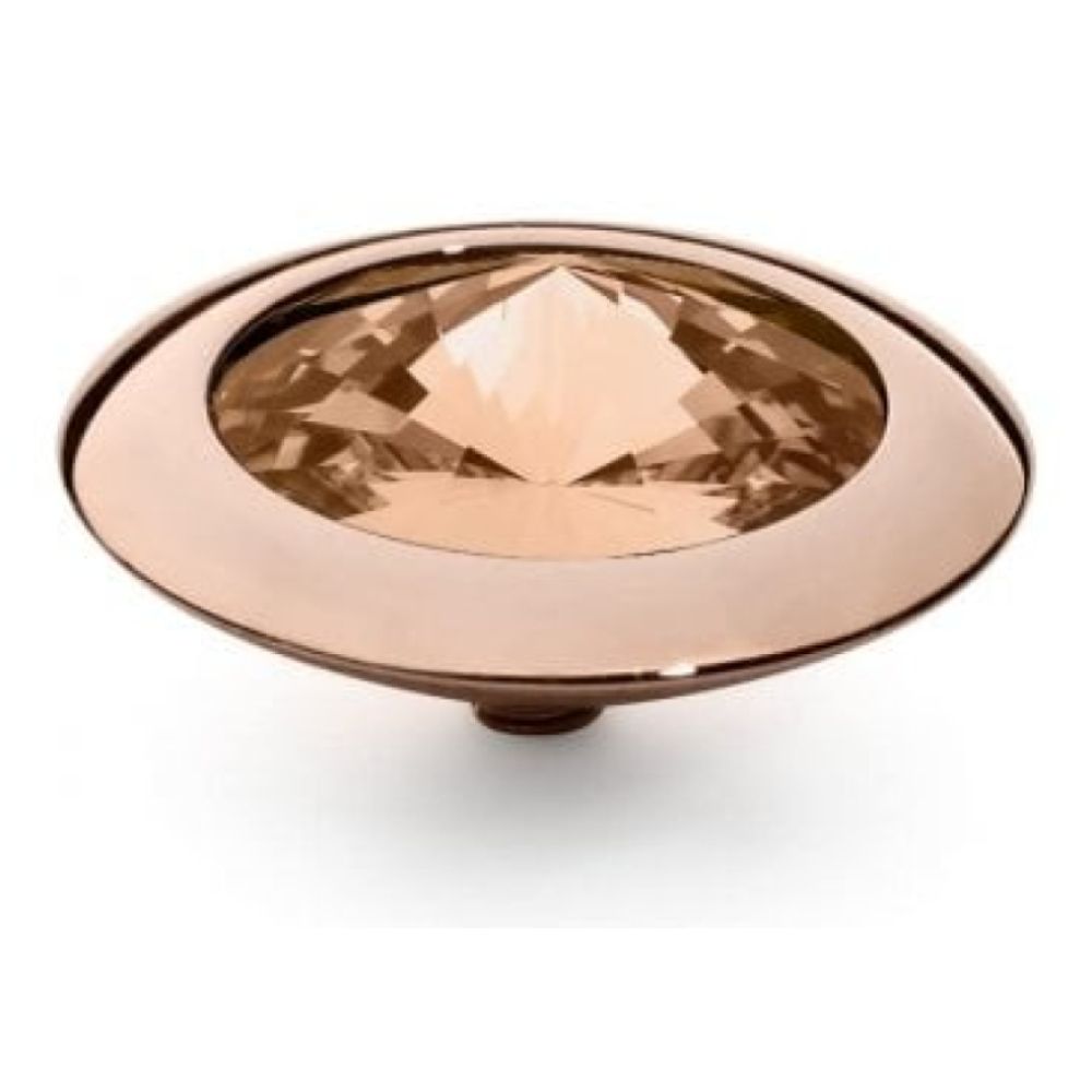 Famosa Rose Gold 16mm Tondo Ring Top Light Peach Swarovski
