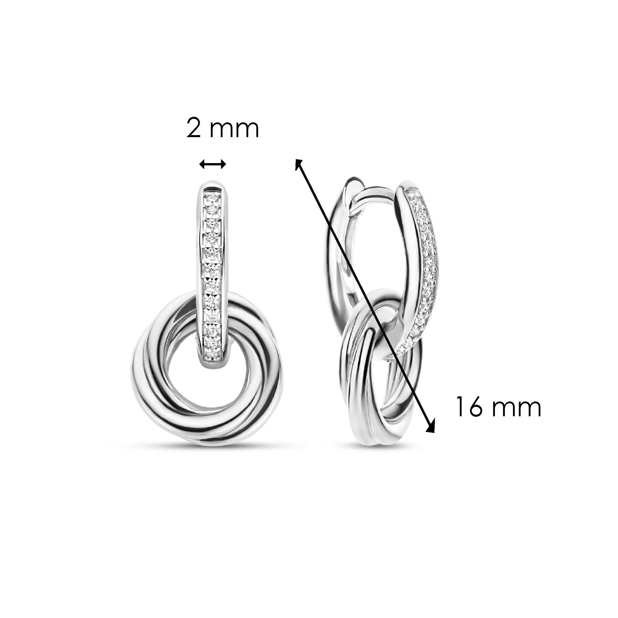 Silver Twisted & CZ Circle Hoop Earrings