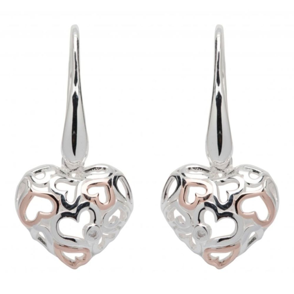 Sterling Silver 925 Earrings with Rose Gold Plating and CZ