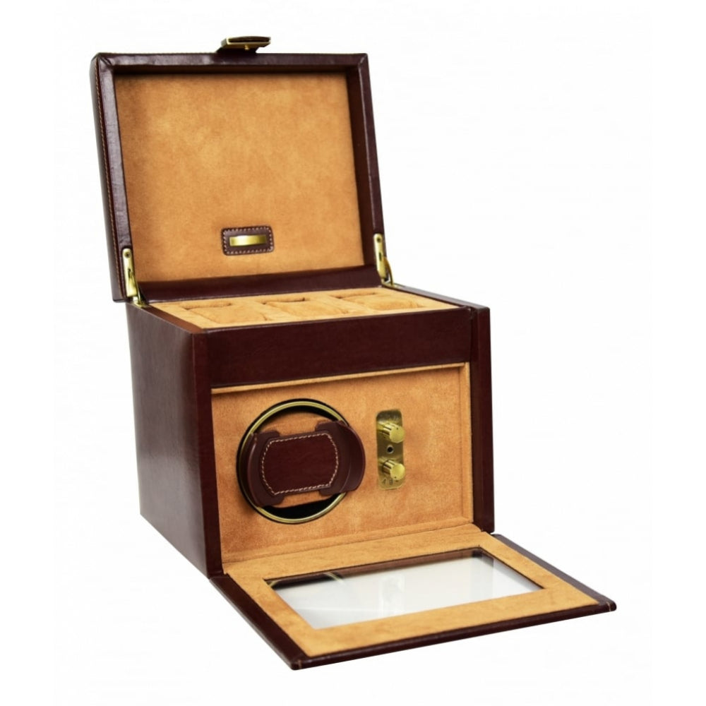 Brown Leather Watch Winder And Storage Box