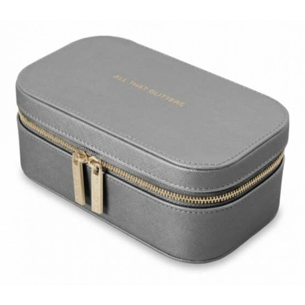 Travel Jewellery Box With Zips - All That Glitters - Metallic Charcoal