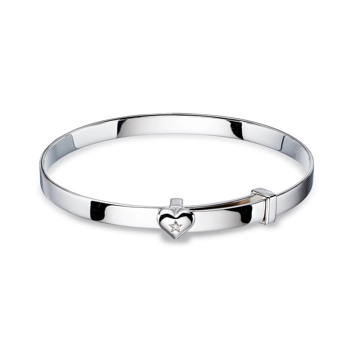 Gisele - Diamond Heart Christening Baby Bangle