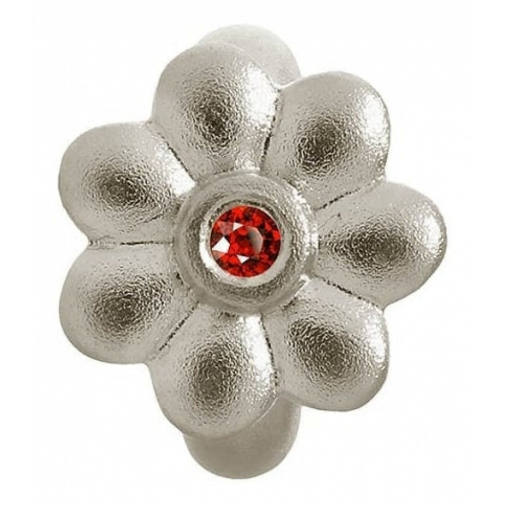 Sterling Silver Red Stone Flower Charm