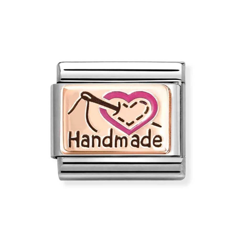 Composable Classic Link Handmade & Heart Symbol In 9k RG & Enamel