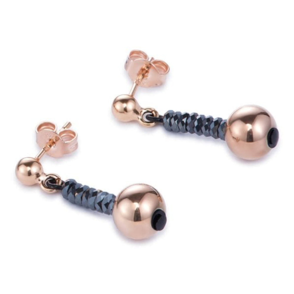 Hematite & Rose Gold Earrings with Stickpin