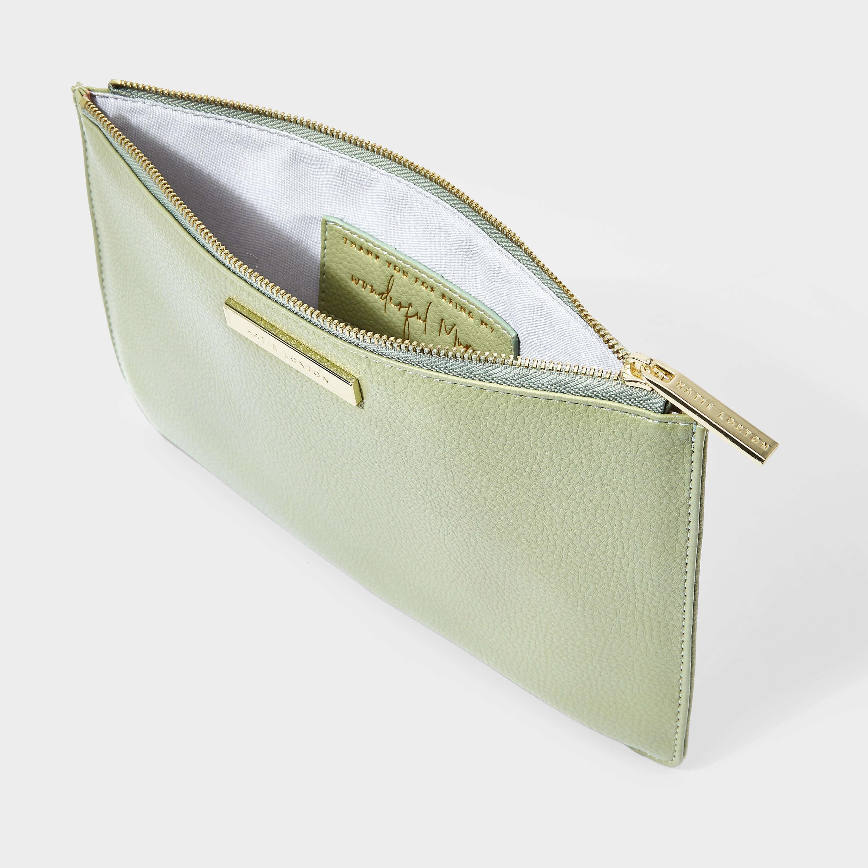 Secret Message Pouch | Thank You For Being My Wonderful Mum | Sage Green | 16 X 24 X 1.5cm