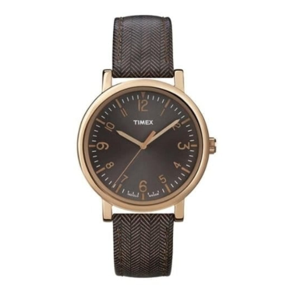Gents Tweed Brown Leather Easy Read Watch