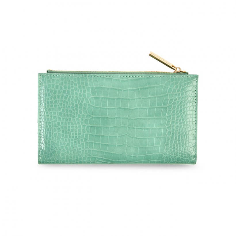 Celine Faux Croc Fold Out Purse | Mint Green