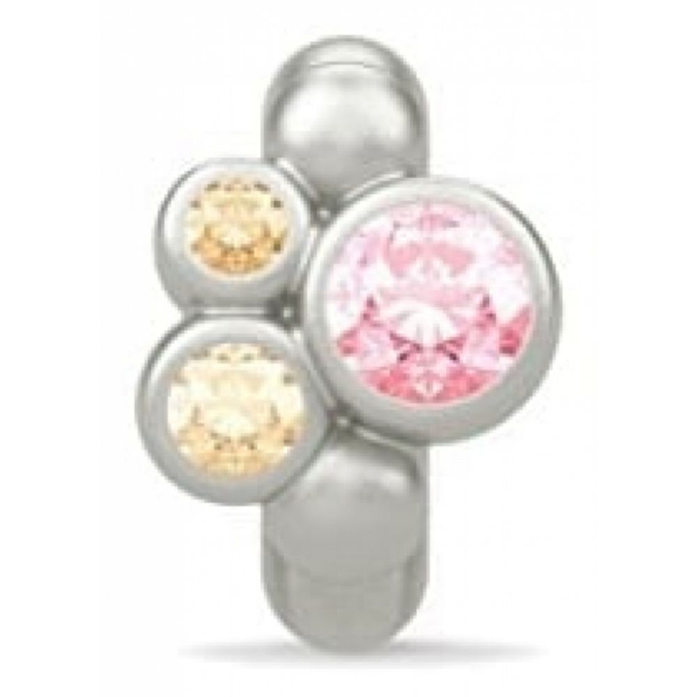Pink CZ Stone Sterling Silver Ring Charm