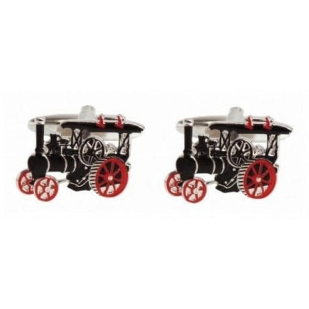 Rhodium Plated Traction Engine Cufflinks