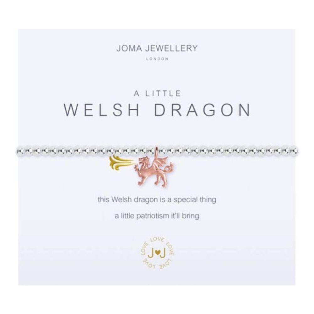 A Little | Welsh Dragon | Silver And Rose Gold | Bracelet | 17.5cm Stretch