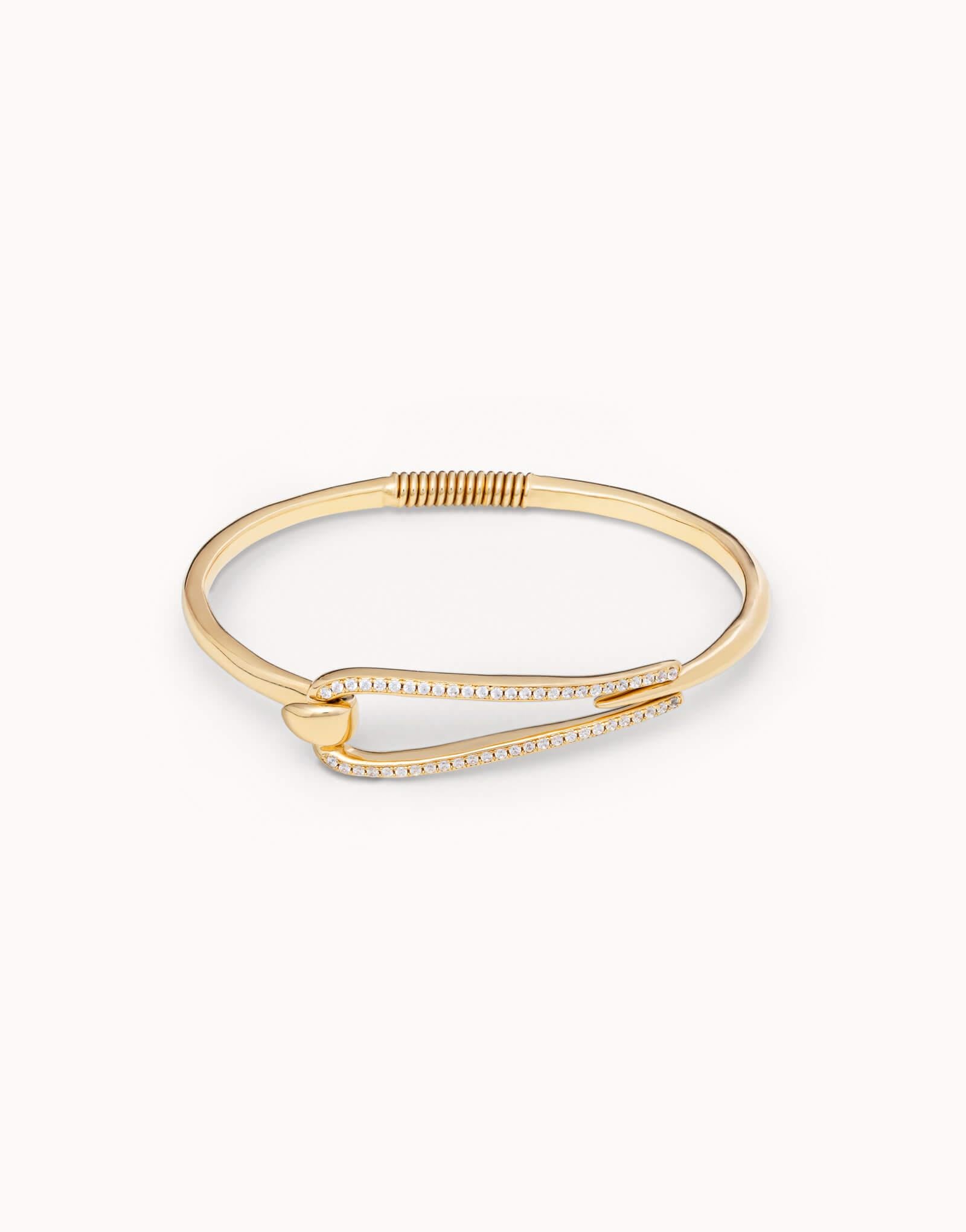 18k Gold Plated Bracelet With White Topaz & Spring