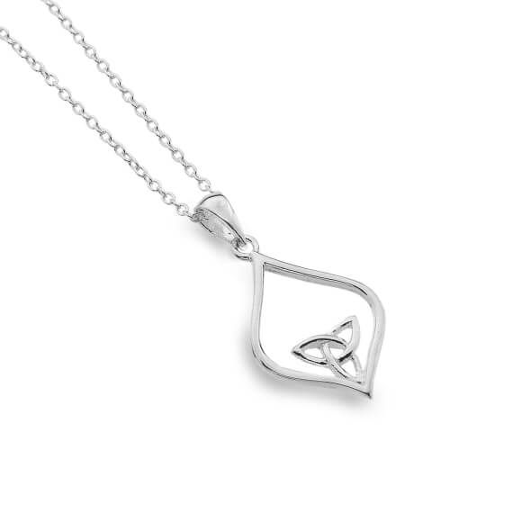Celtic Trinity Knot Oval Pointed Pendant Necklace