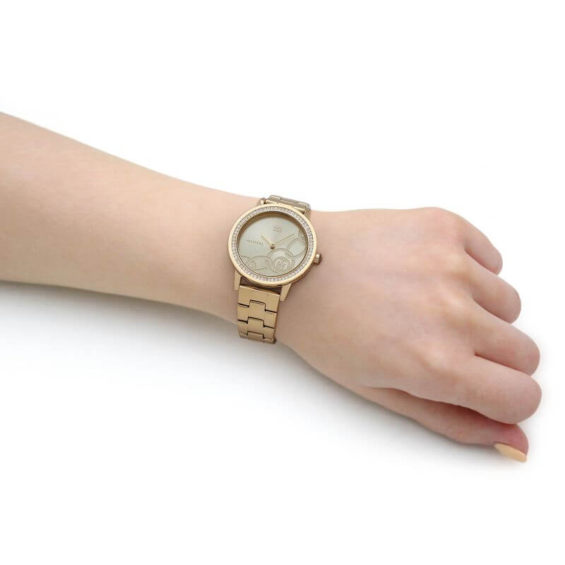 Maya Classic Ionic Thin Gold 2 Steel With Crystal Ladies Watch