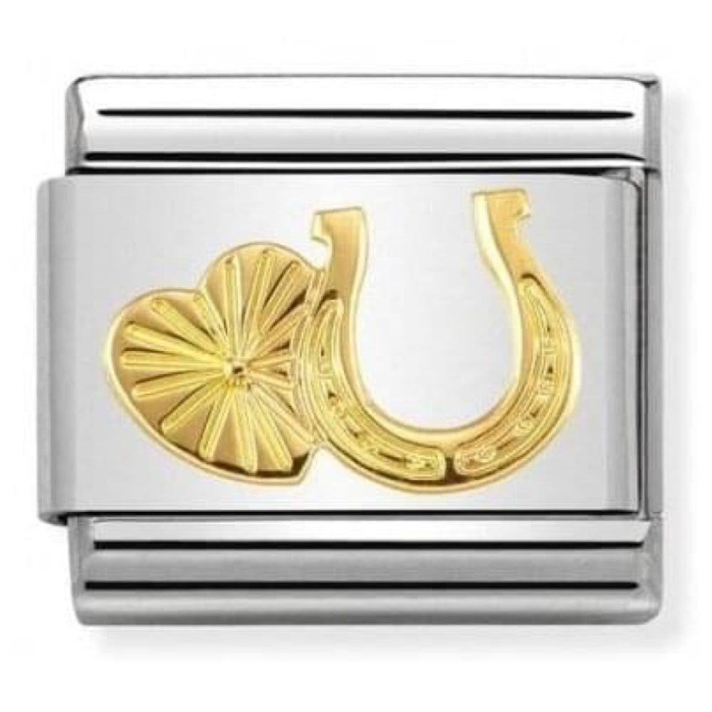 Stainless Steel & Gold Horseshoe and Heart Classic Link