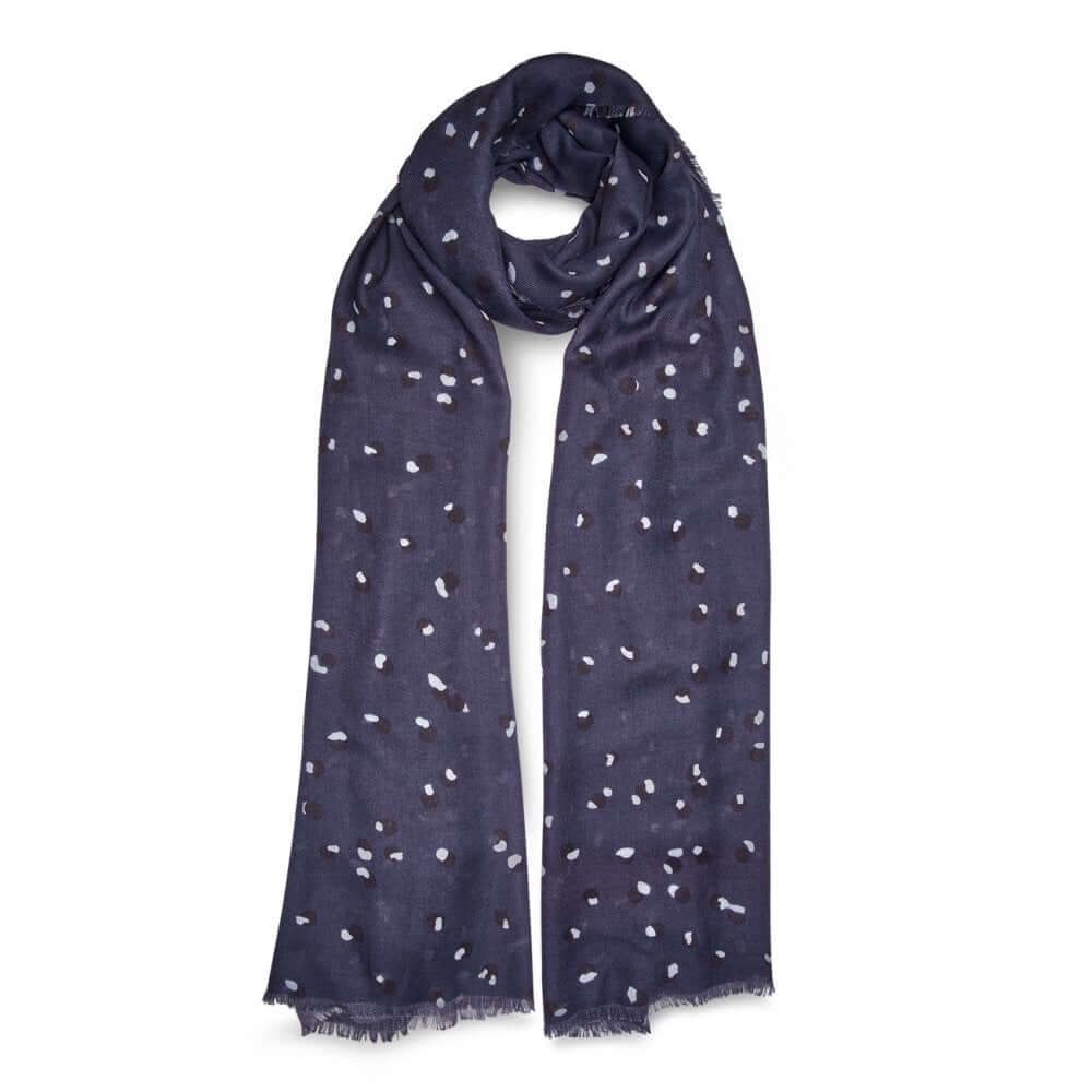 Printed Scarf | Dalmatian Print | Navy