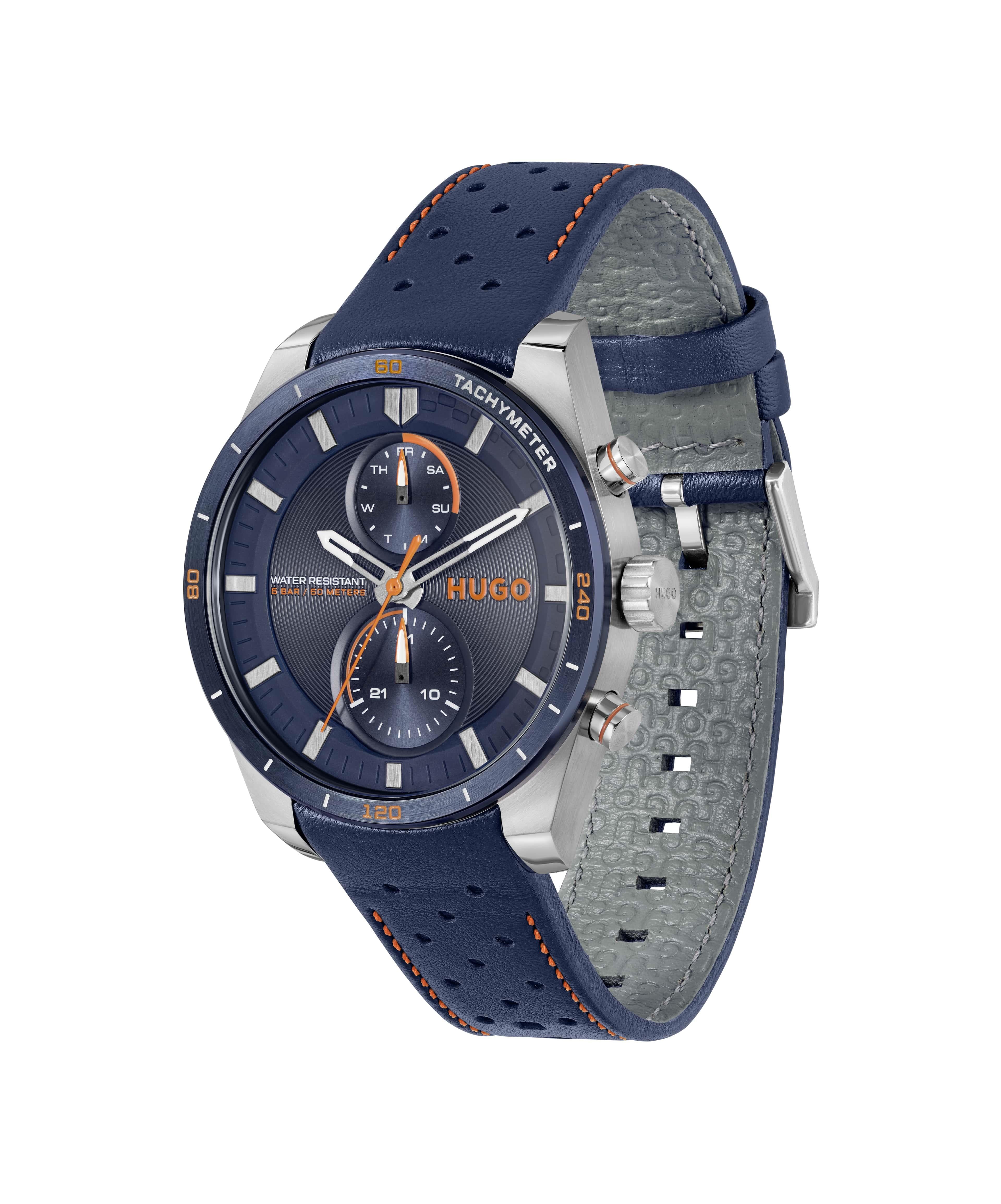 #Fast Blue Dial With Blue Leather Strap Gents Watch