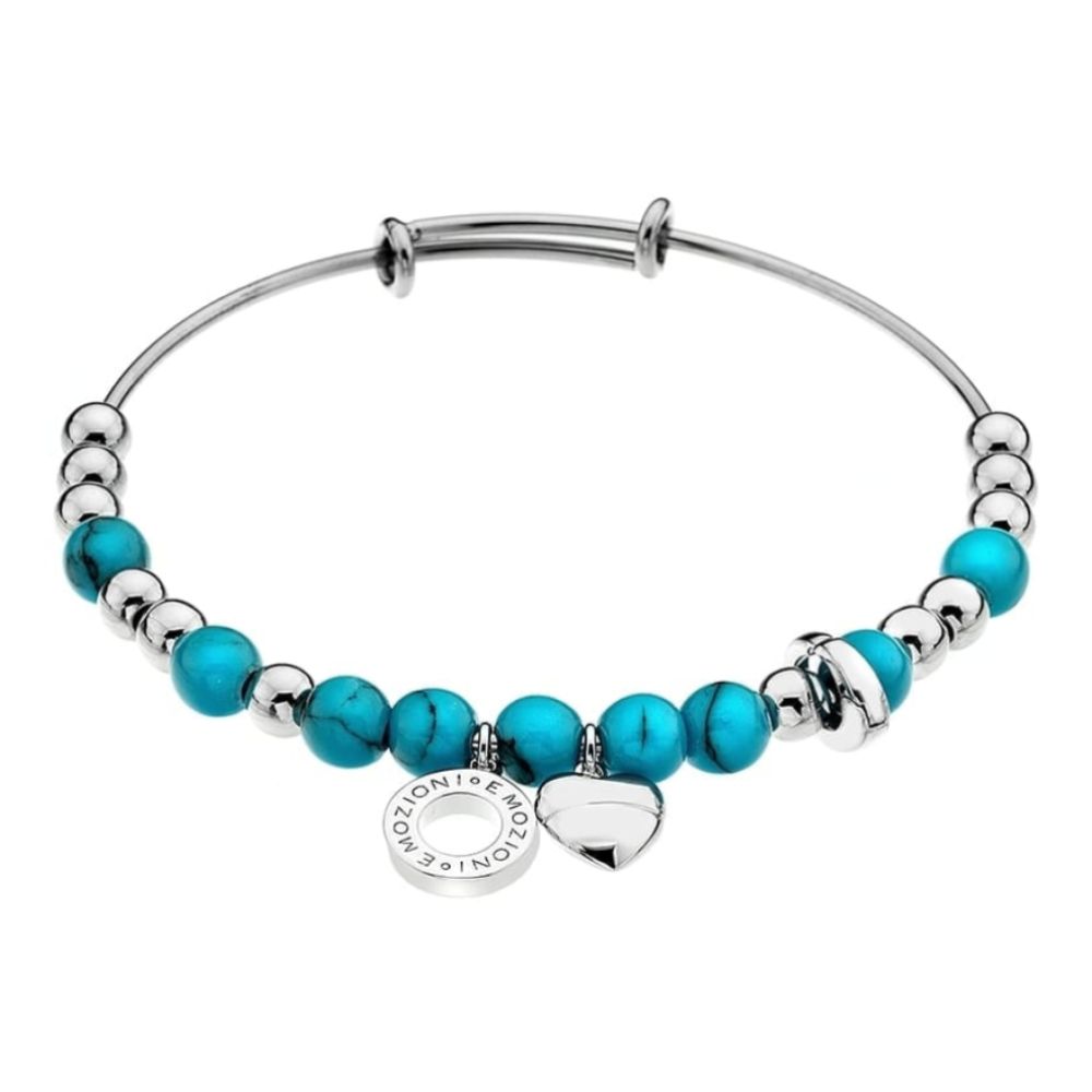 Emozioni Silver Plate Faux Turquoise Bangle