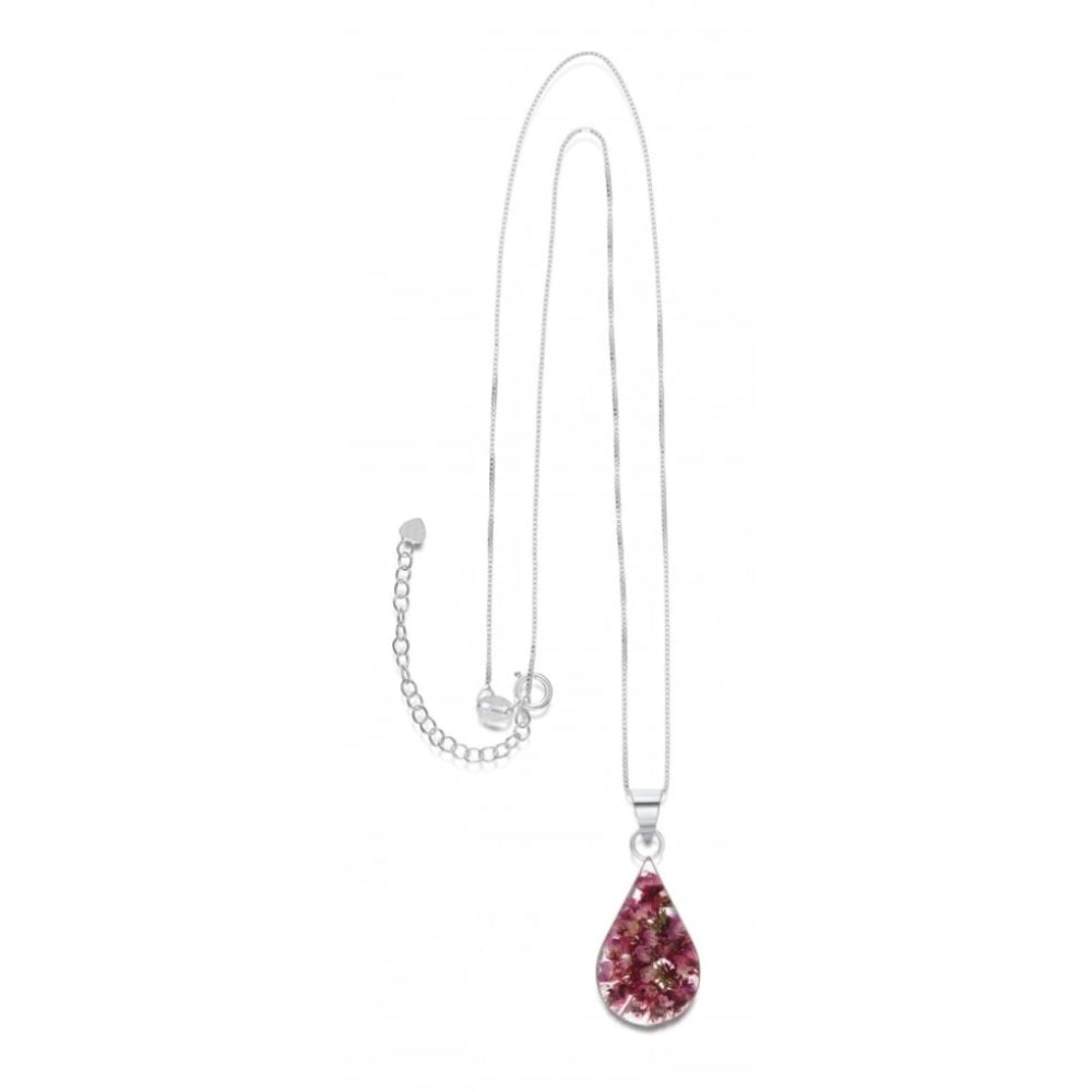 Silver Pendant - Heather - Med teardrop