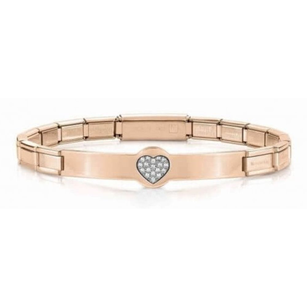 Trendsetter Rose Gold PVD Finish Bracelet White CZ Heart Symbol