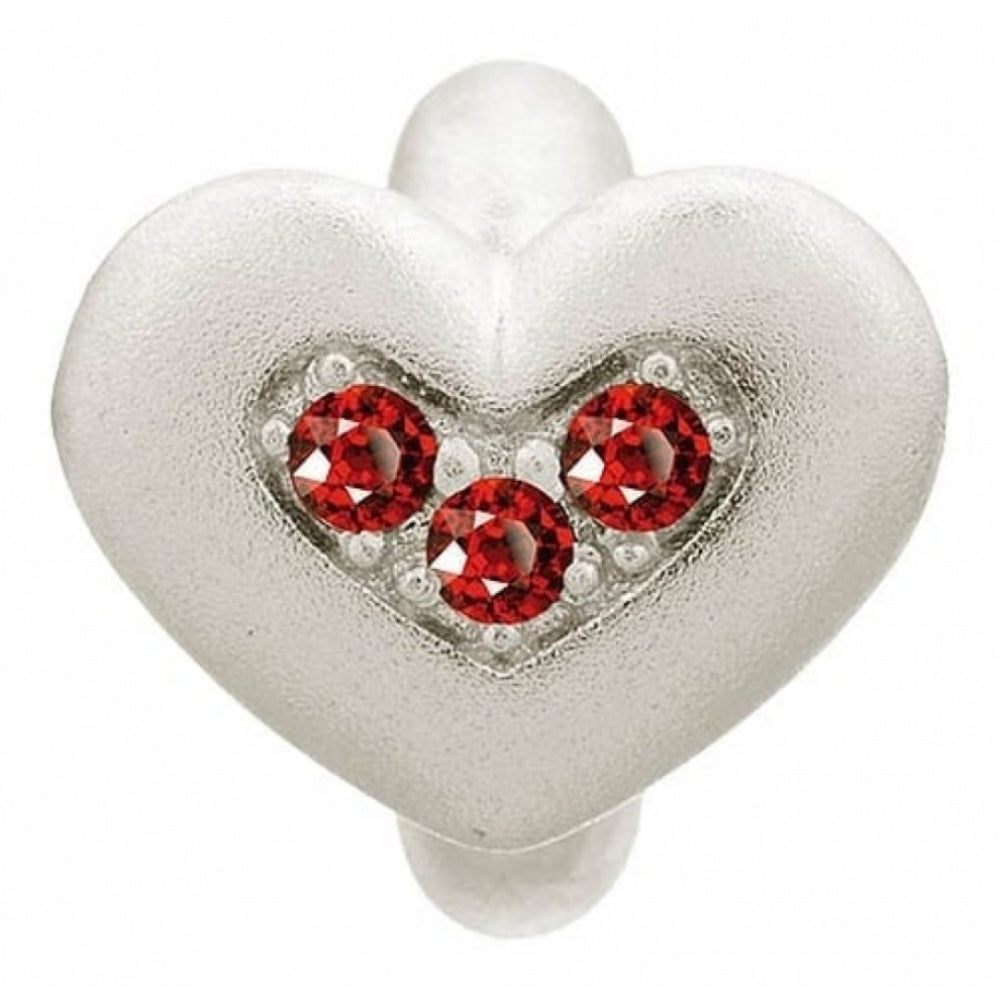 Red CZ Sterling Silver Heart Charm