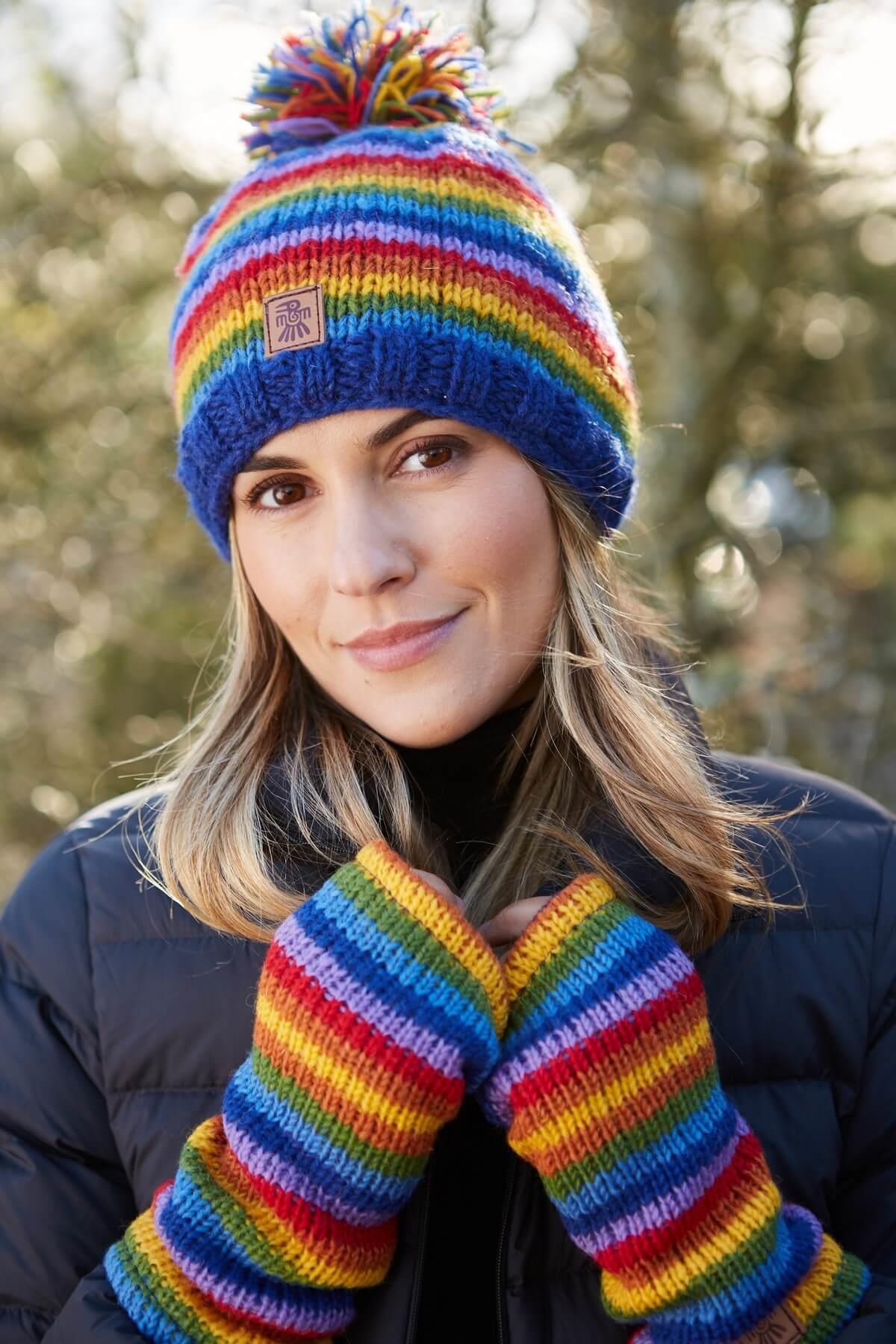 Rainbow Bobble Beanie