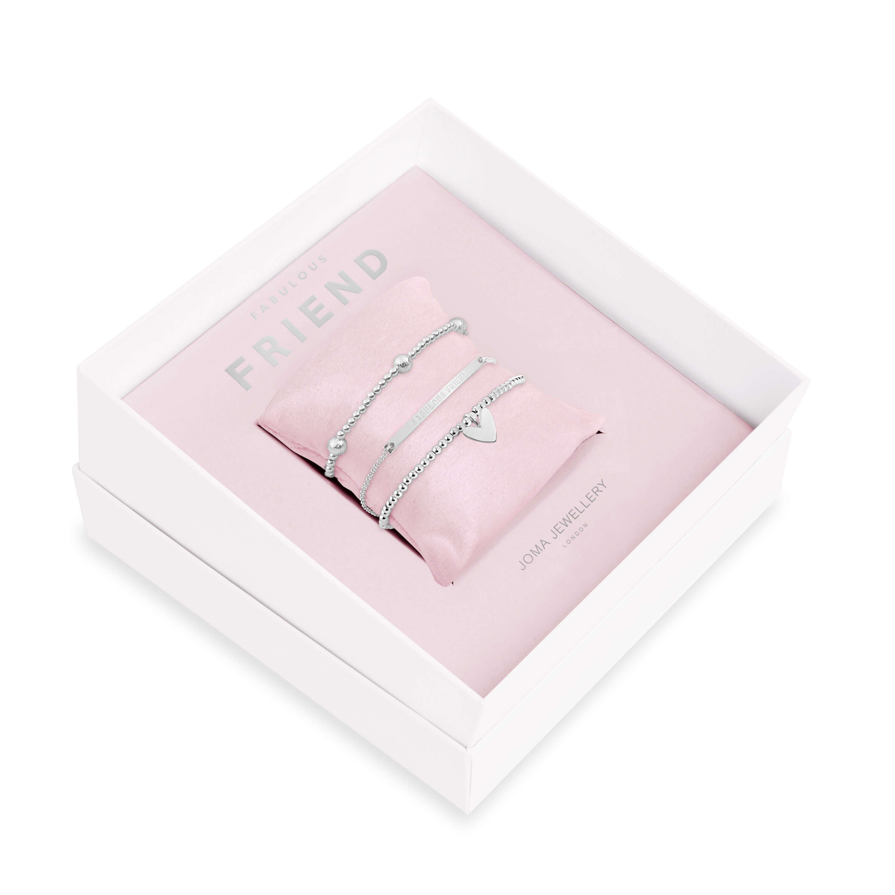 Occasion Gift Box | Fabulous Friend | Silver | Bracelets | X2 Bracelet 17.5cm Stretch X1 Bracelet 19cm Adjustable