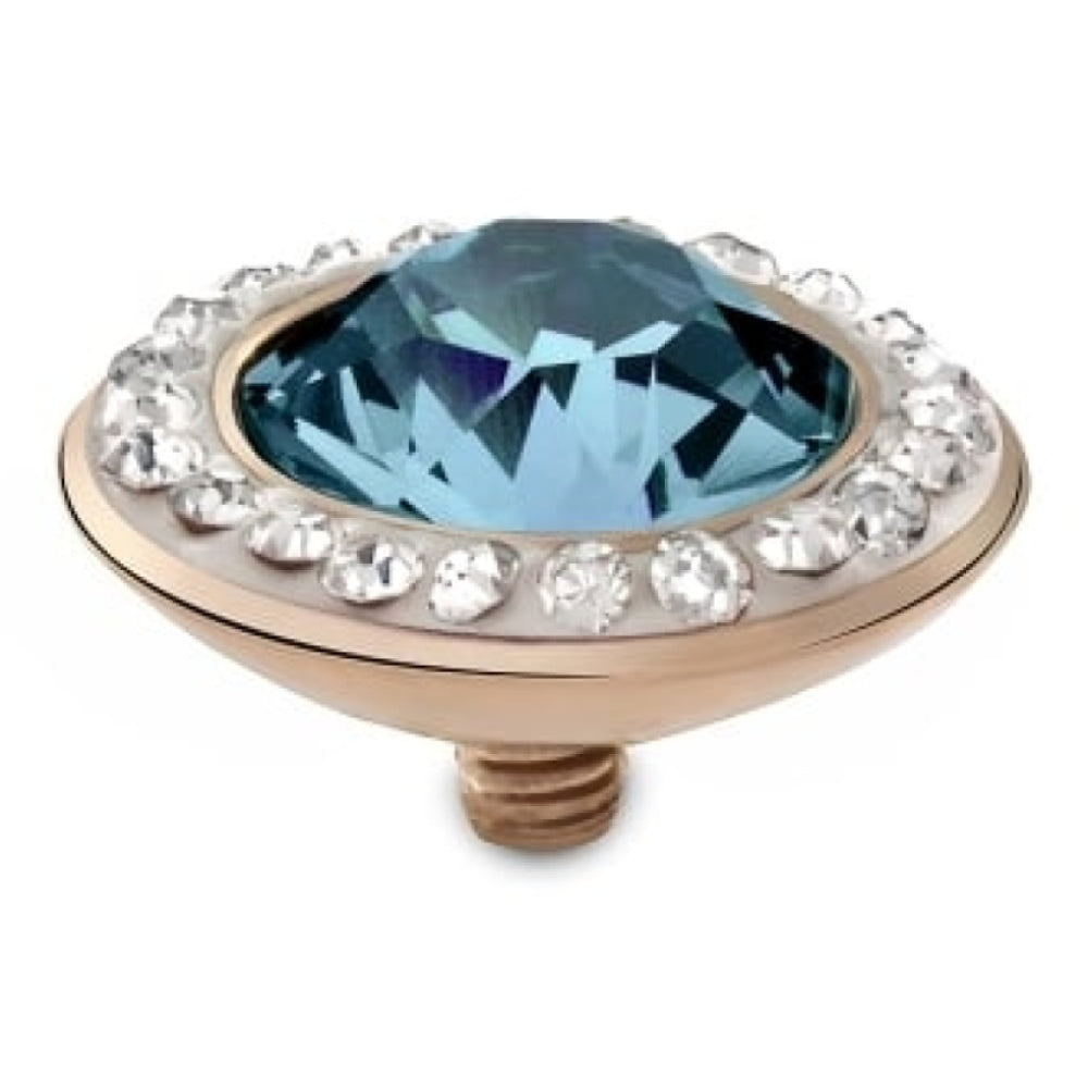 Famosa Rose Gold 13mm Tondo Deluxe Ring Top Denim Blue