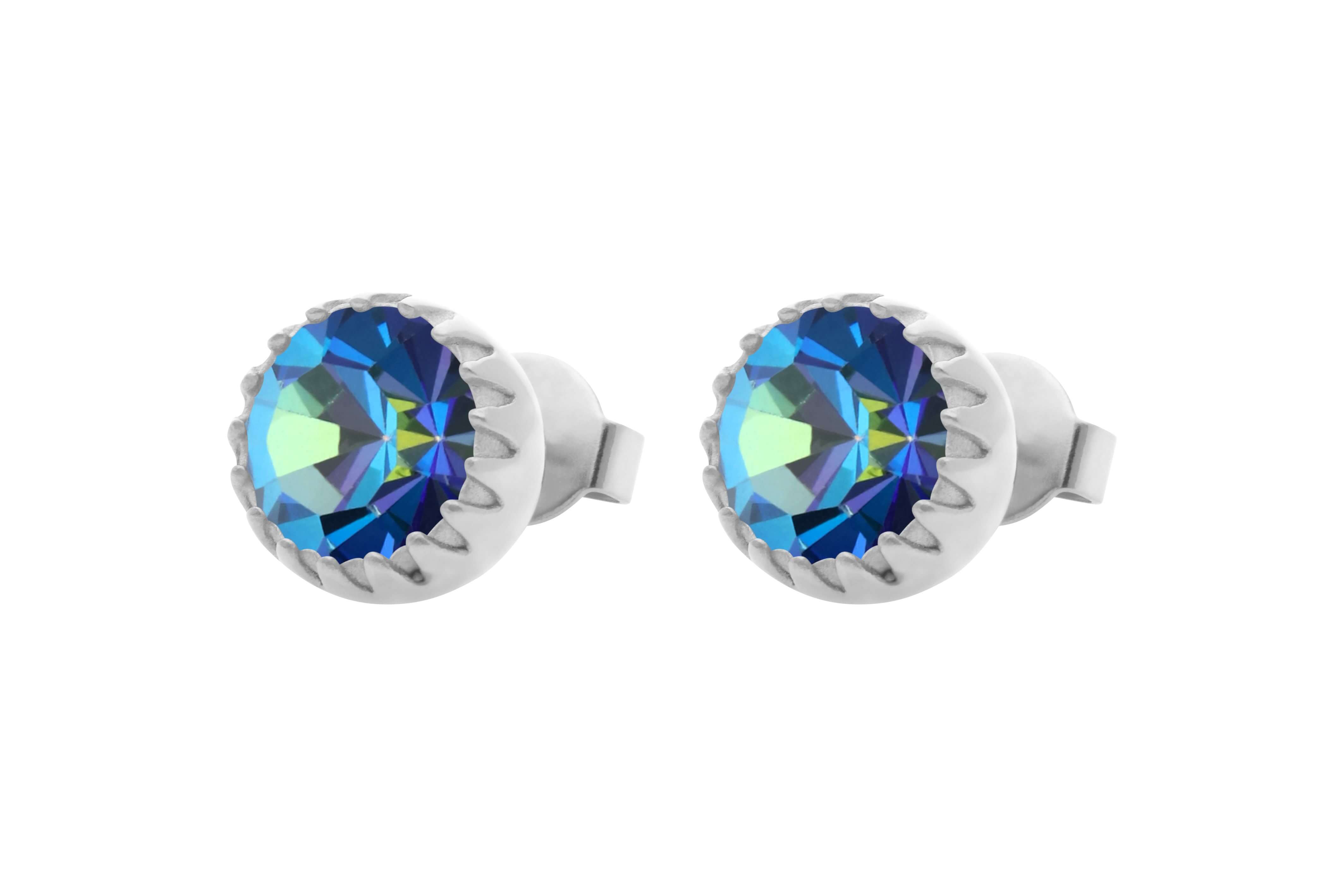 LONDON Small (S/P) 8mm Bermuda Blue Ear Stud