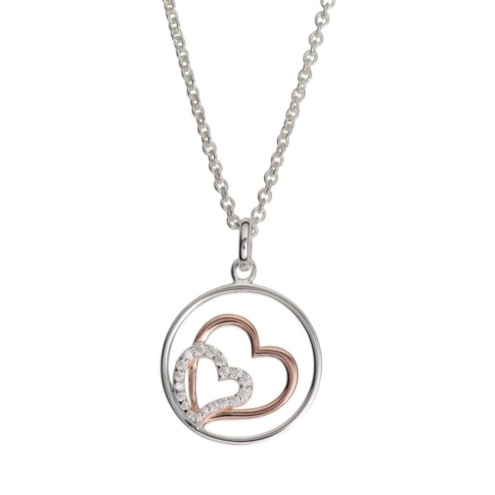 Silver 925 Pendant With Rose Gold Plating Incl. Chain