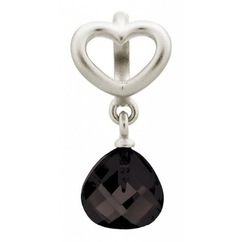 Heart Grip Black Drop Sterling Silver Charm
