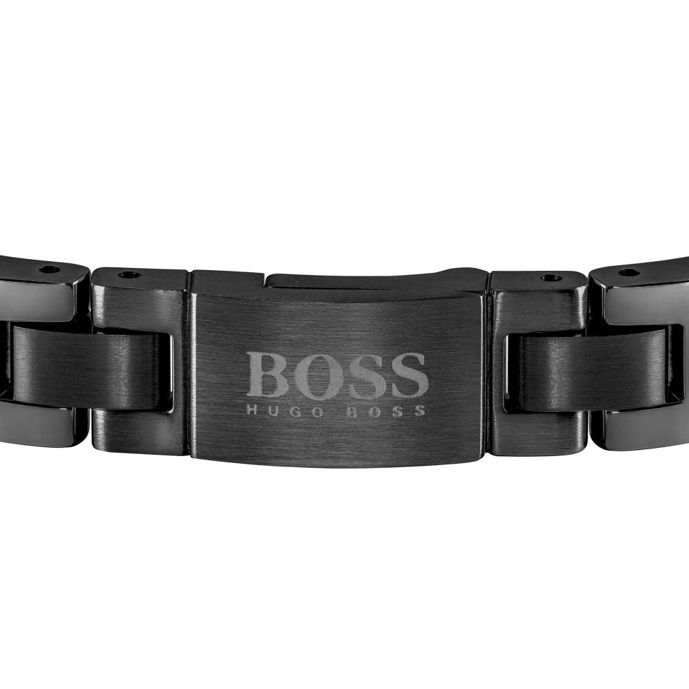 Essentials Ionic Black Plated Link Gents Bracelet