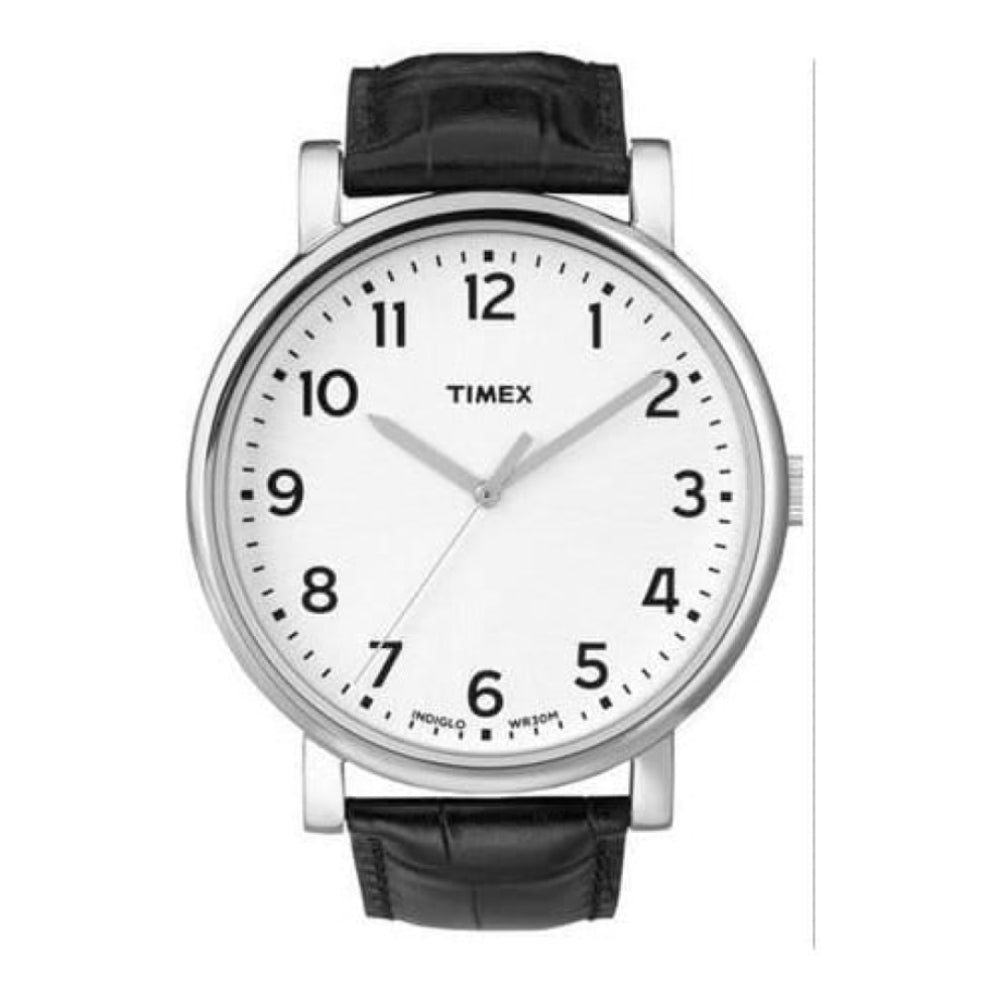 Men's Easy Reader Black Leather Strap Watch