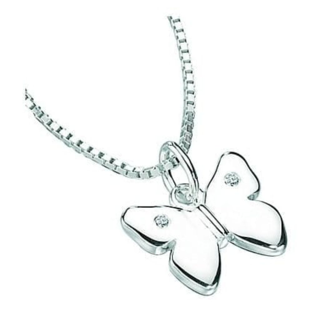 D For Diamonds Girls Sterling Silver Butterfly Pendant Necklace