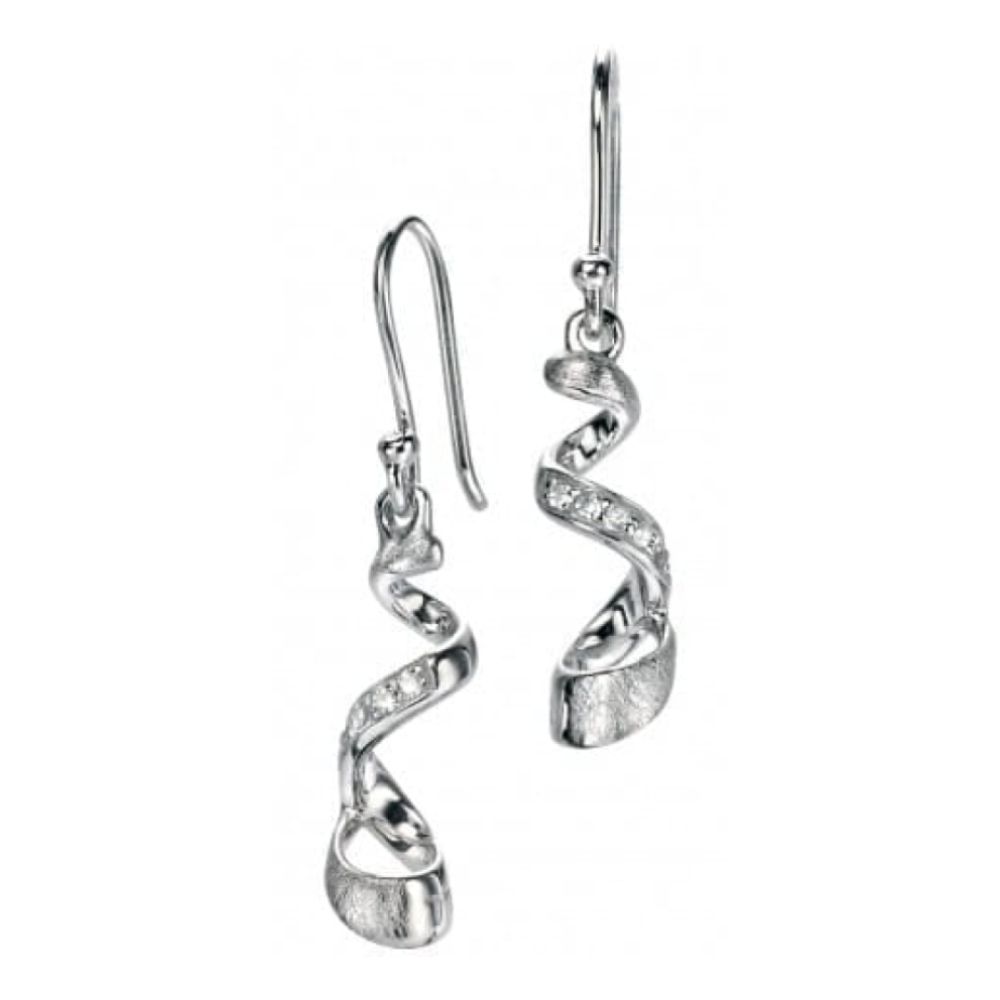 Ladies Silver Irregular Curl Drop Earrings