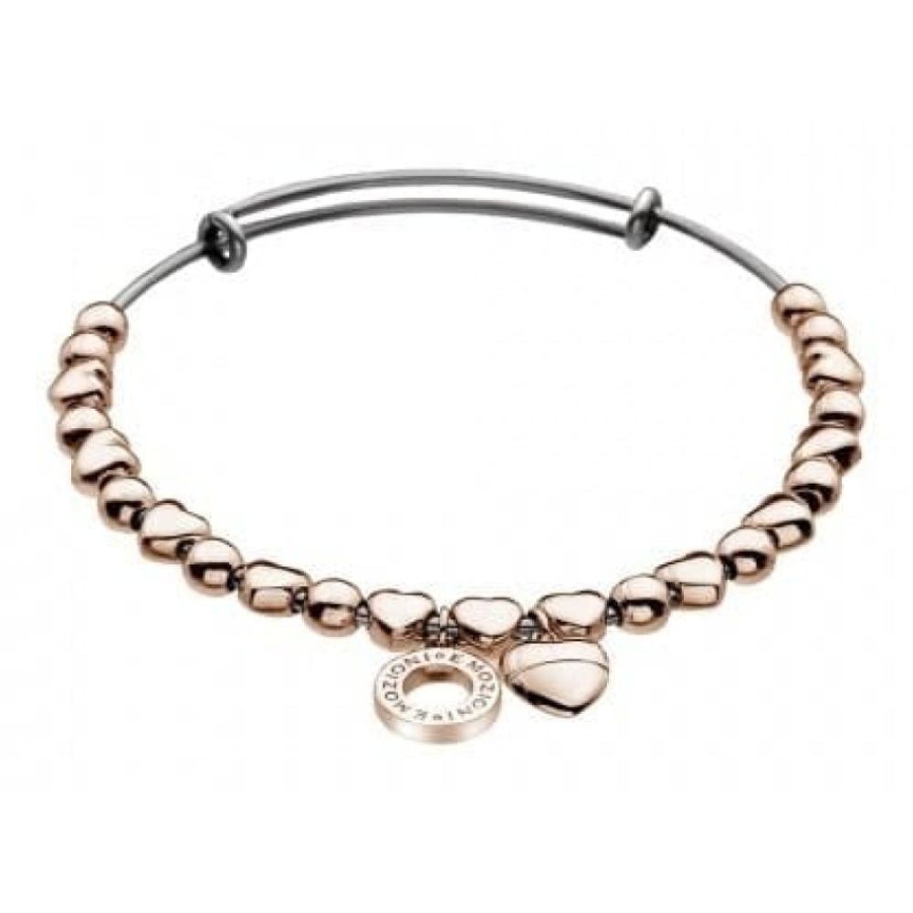 Emozioni Rose Gold Plate Heart Bangle