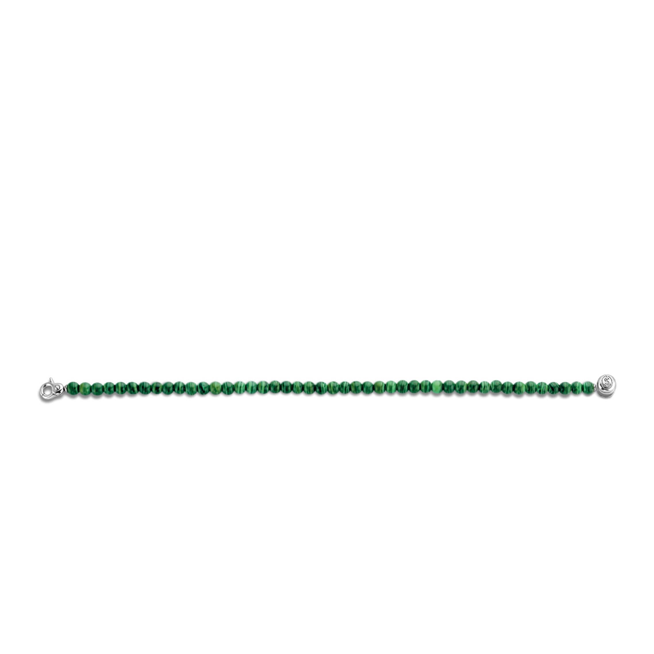 Malachite Green Beads Silver Bracelet